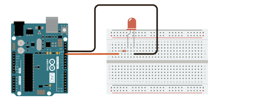 Figure 2 - Diagram of a circuit with LED connection.