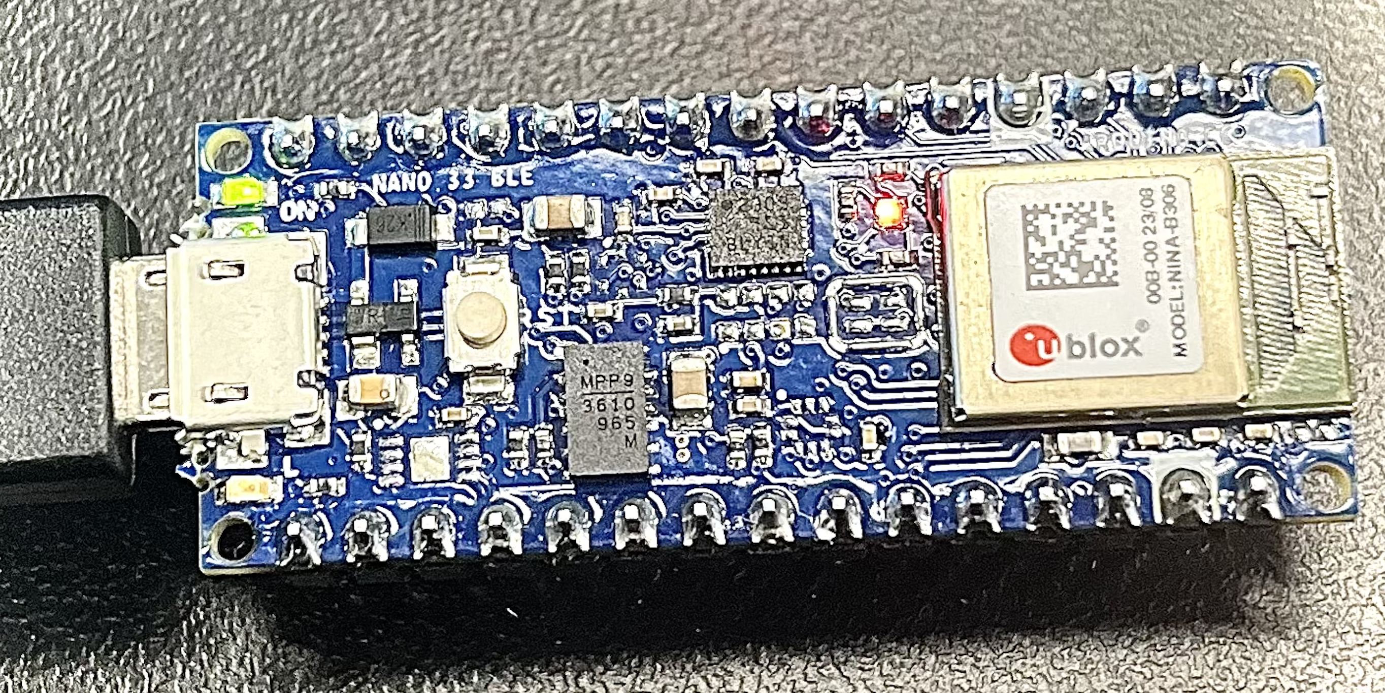 Figure 4 - Arduino Nano 33 BLE Sense Board Inbuilt LED lights up Red after detecting a Fall.